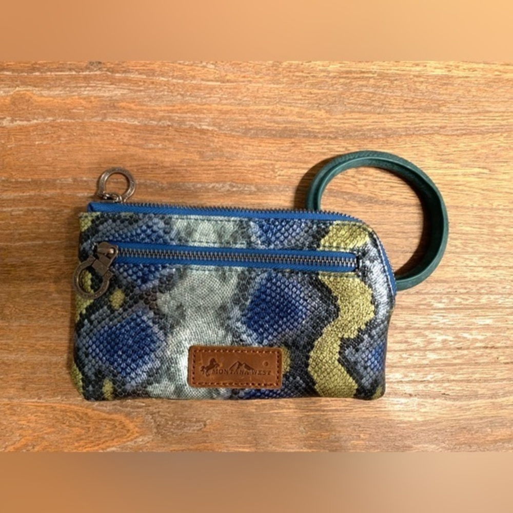 Montana West Multicolor Snake Python Print Wristlet Clutch Mini Bag Ring Handle